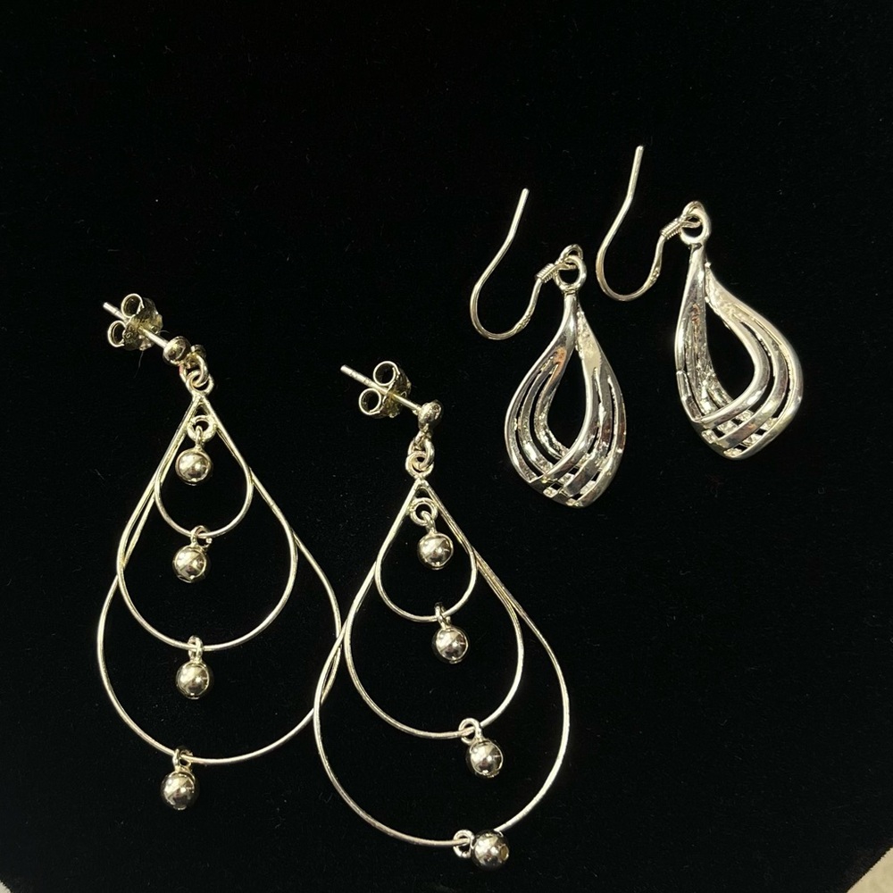 Sterling Silver Dangle Earrings Set of 2.